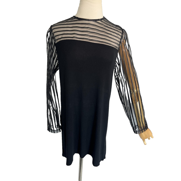 Anne Fontaine Dress Womens 40 Medium Black Sheer Stripe Mesh Mindy France - Picture 12 of 13